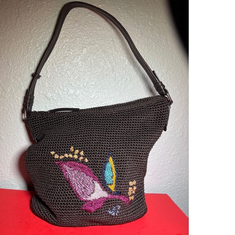 THE SAK SEQUOIA CROCHET HOBO COFFEE LEAF SHOULDER TOTE BAG PURSE MSRP $125